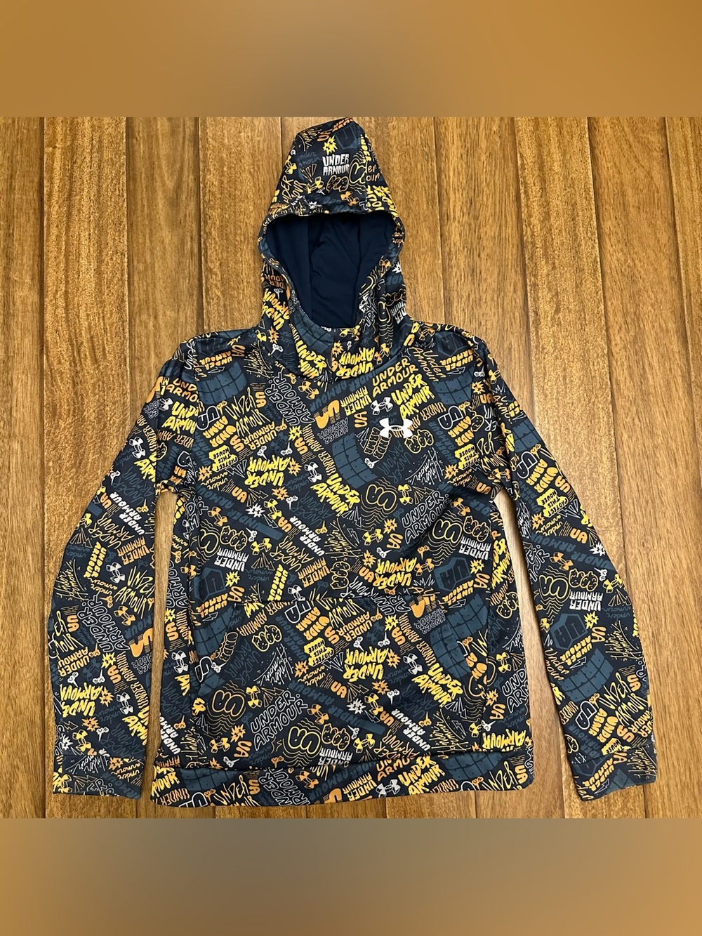 Under Armour Boys All Over Print Graffiti Logo Pullover Hoodie Size YLG A249
